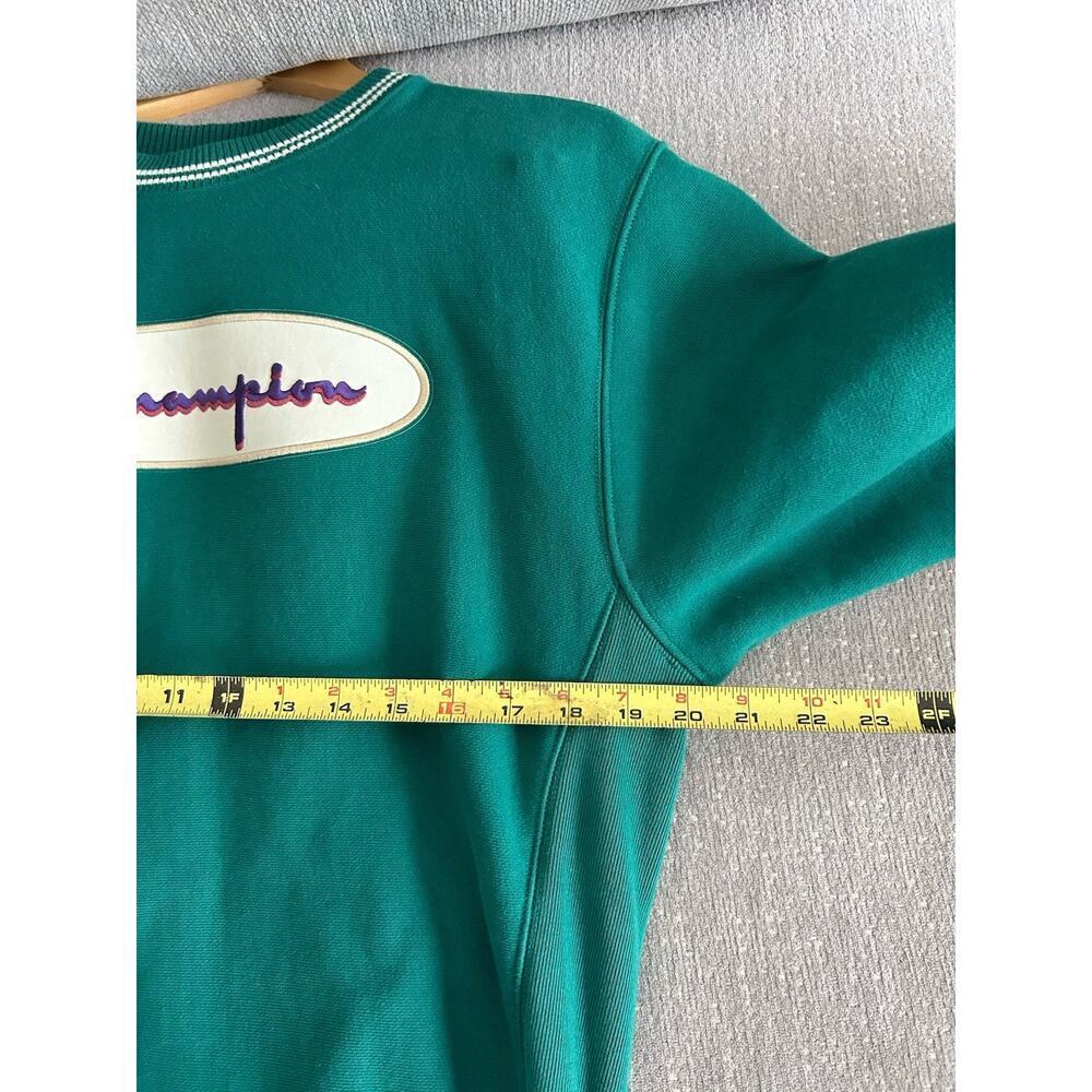 Vintage Champion Reverse Weave Sweatshirt Retro Green Oval Logo S - Picture 6 of 9